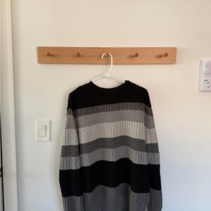 KOTN Black and Gray Striped Crewneck Sweater